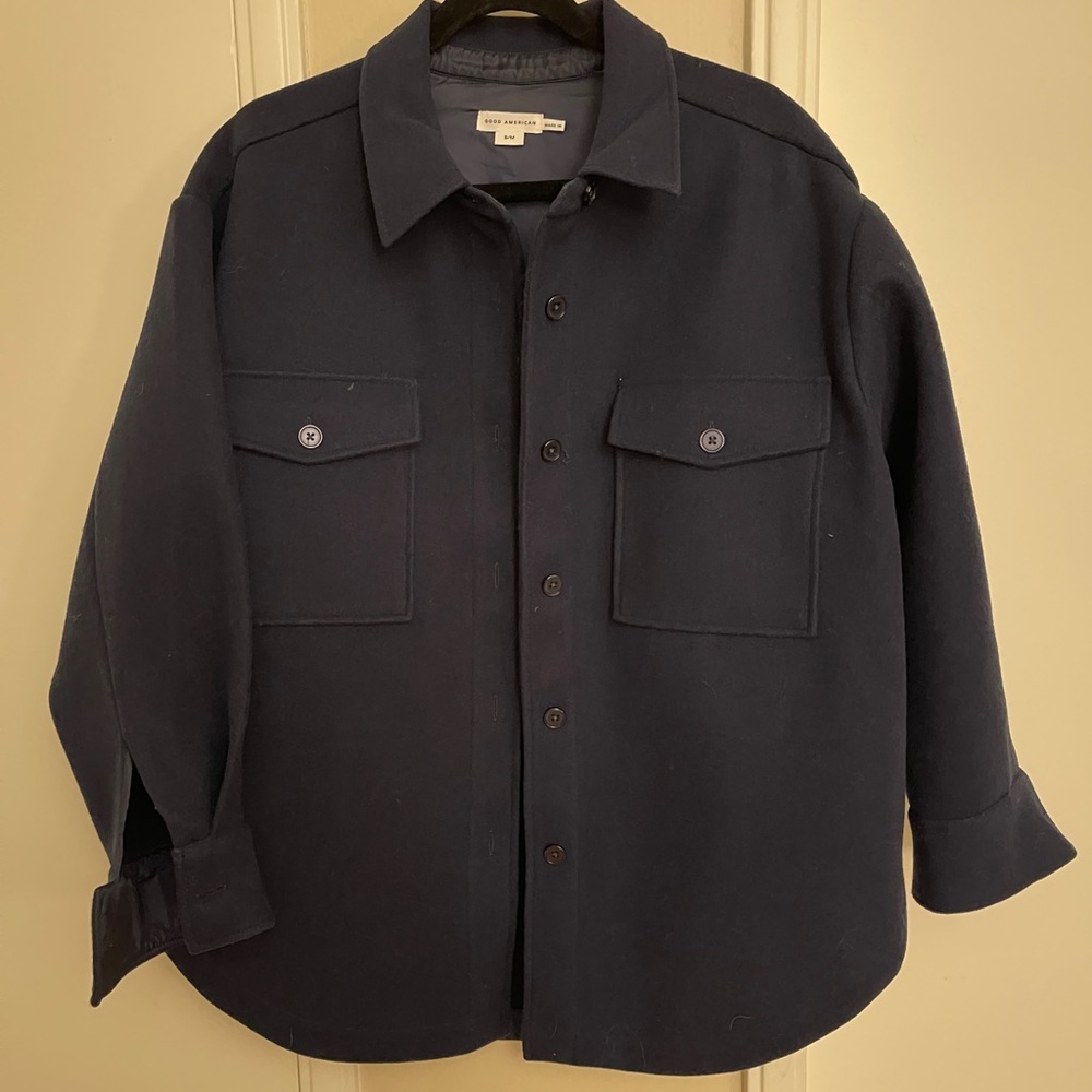 Good American Navy Shacket - Picture 2 of 7